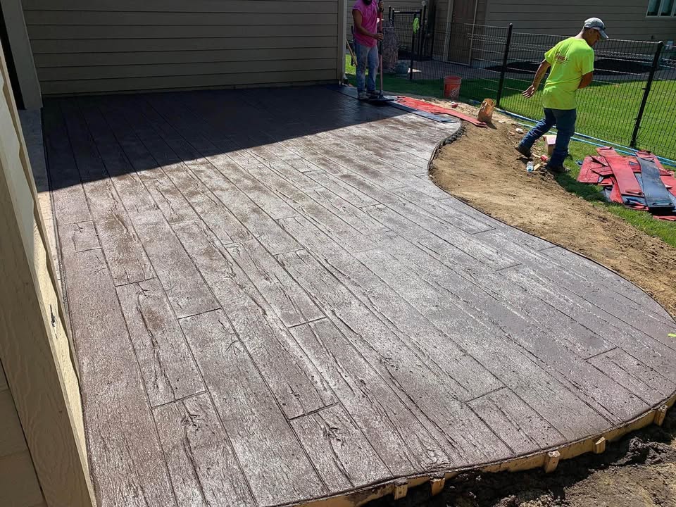 Stamped concrete patio with slate pattern in Casper Wyoming