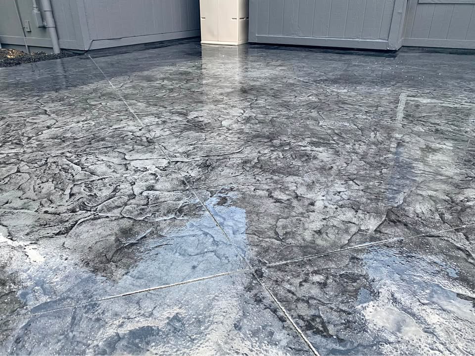 Stamped concrete patio and walkway in Casper Wyoming